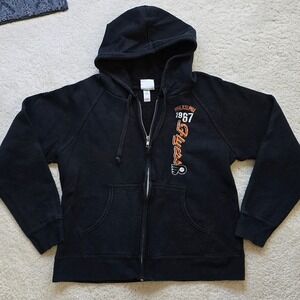 Kids Philadelphia Flyers 1967 Zip Up Hoodie Black NHL Hockey Size L